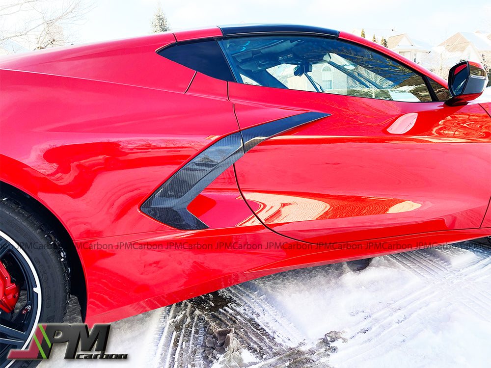[JPMCarbon] Dry Carbon Side Door Garnish Vent Trim Covers Fits For 2020-2025 Chevrolet Corvette C8 Only