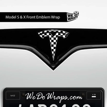 Checkered Tesla Emblem Decals (Front + Back) | Model S