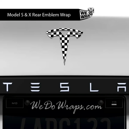 Checkered Tesla Emblem Decals (Front + Back) | Model S