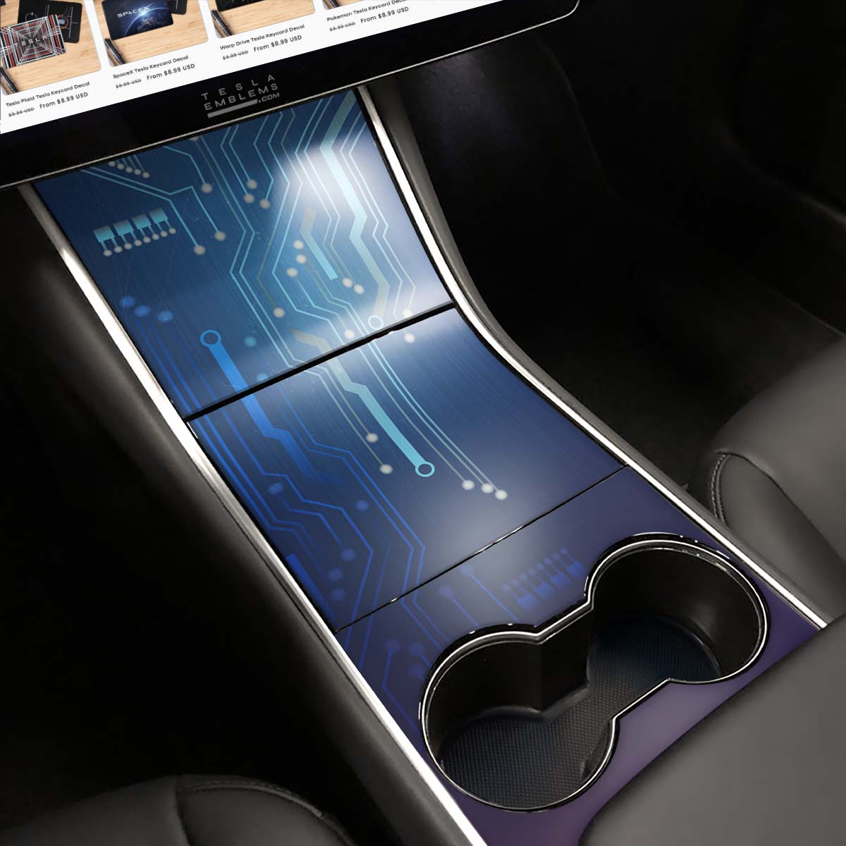 Circuit Blues | Tesla Center Console Wrap Kit | Model Y ’19-20