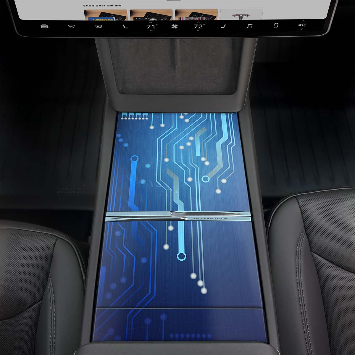 Circuit Blues | Tesla Center Console Wrap Kit | Model Y 2026