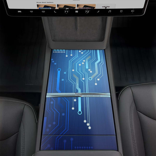 Circuit Blues | Tesla Center Console Wrap Kit | Model Y 2026