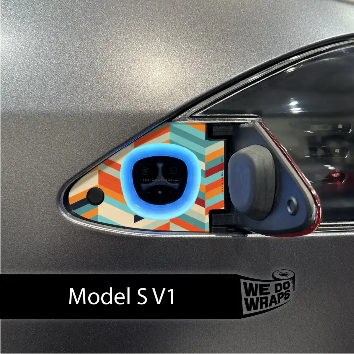 Colorful Herringbone Tesla Charge Port Wrap | Model S