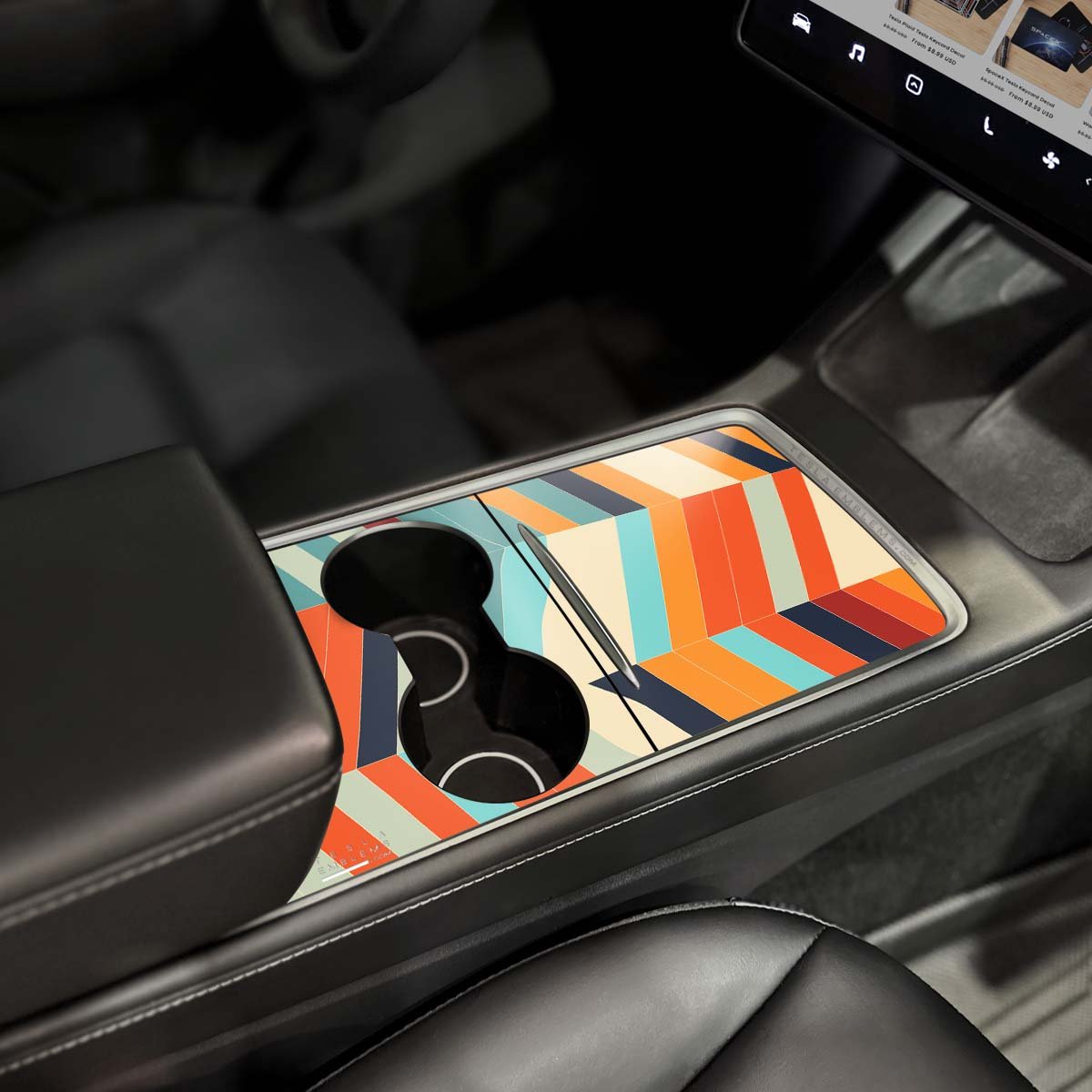 Colorful Herringbone | Tesla Center Console Wrap Kit | Model Y '21-25