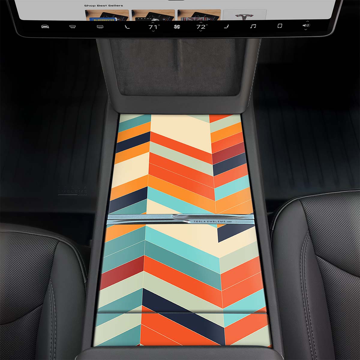 Colorful Herringbone | Tesla Center Console Wrap Kit | Model Y 2026