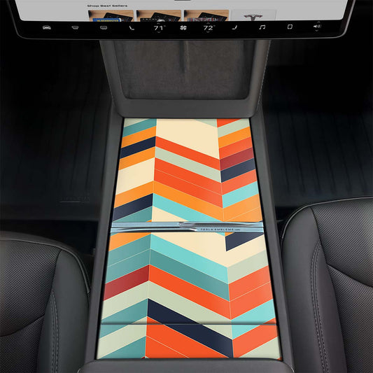 Colorful Herringbone | Tesla Center Console Wrap Kit | Model Y 2026
