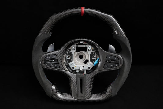 BMW Alcantara Flat Bottom Carbon Fiber Steering Wheel for G Chassis- iCBL's Signature Design for G20 G30 G80 G82 M3 M4 M2 M340i