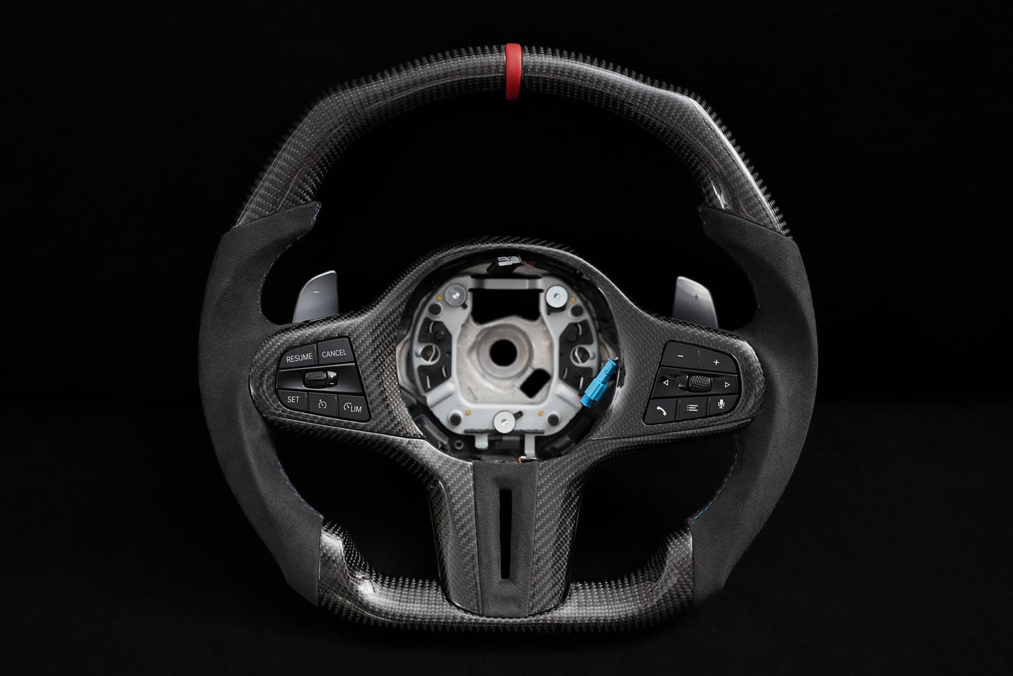 BMW Alcantara Flat Bottom Carbon Fiber Steering Wheel for G / F Chassis- iCBL's Signature Design for F90 M5 M8 X5 X6 M850i M840i M550 M540i