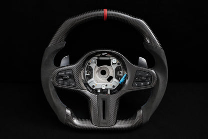 BMW Alcantara Flat Bottom Carbon Fiber Steering Wheel for G / F Chassis- iCBL's Signature Design for F90 M5 M8 X5 X6 M850i M840i M550 M540i