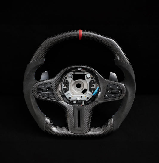 BMW Alcantara Flat Bottom Carbon Fiber Steering Wheel for G Chassis- iCBL's Signature Design for G20 G30 G80 G82 M3 M4 M2 M340i