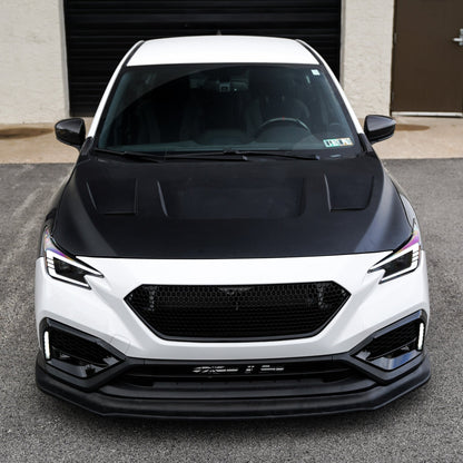 JDMuscle [22-25 WRX w/ FMIC] Carbon Fiber Scoopless Hood V1