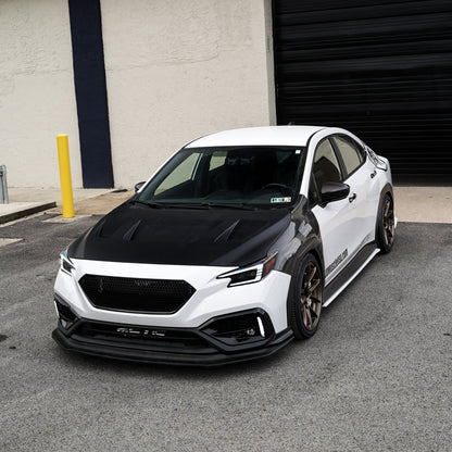JDMuscle [22-25 WRX w/ FMIC] Carbon Fiber Scoopless Hood V1