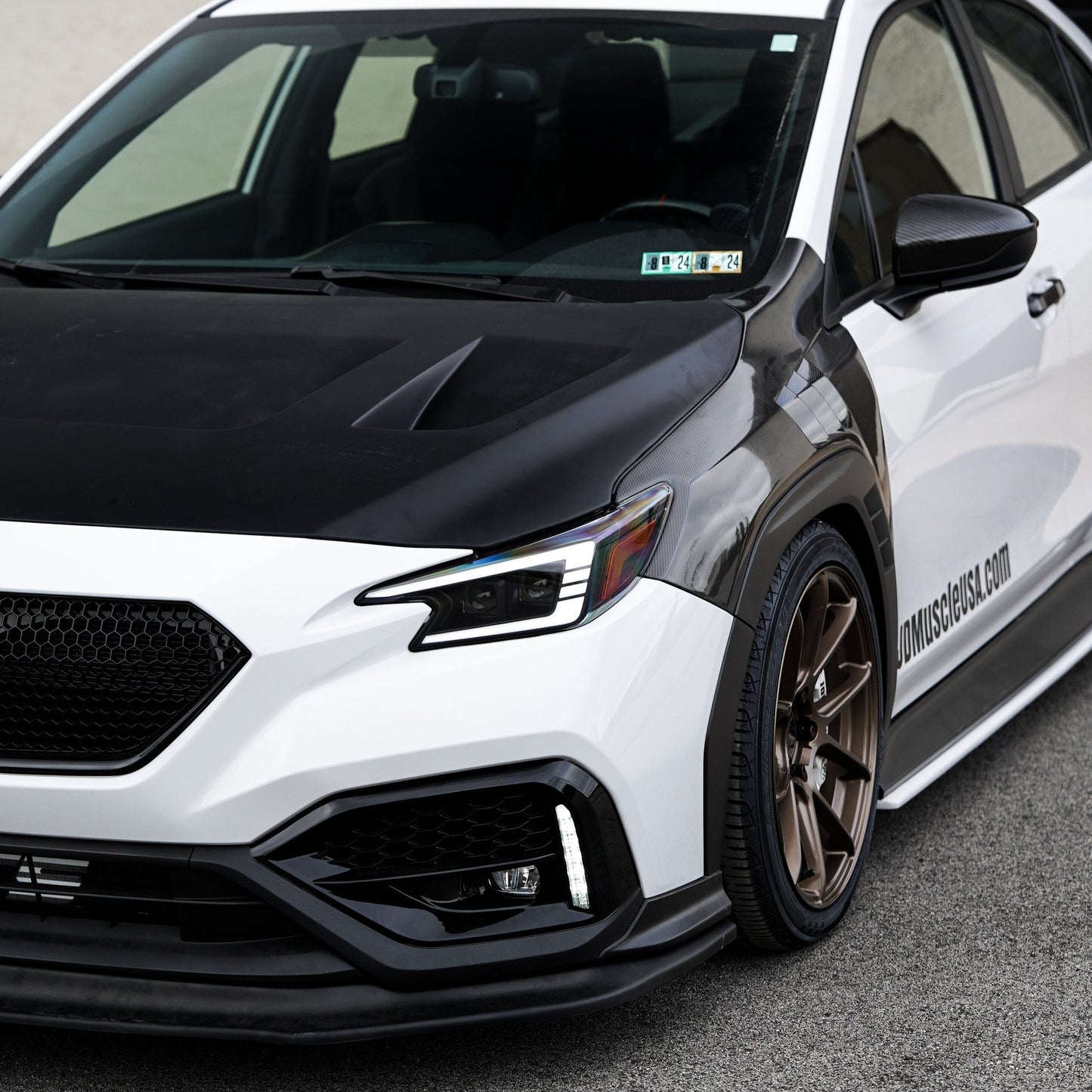 JDMuscle [22-25 WRX w/ FMIC] Carbon Fiber Scoopless Hood V1