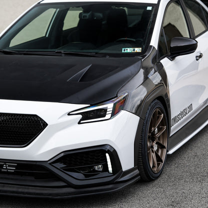 JDMuscle [22-25 WRX w/ FMIC] Carbon Fiber Scoopless Hood V1