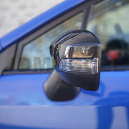 JDMuscle Tanso R2 Style Carbon Fiber Side Mirror Covers/Replacement with Turn Signal - 2015+WRX/STI