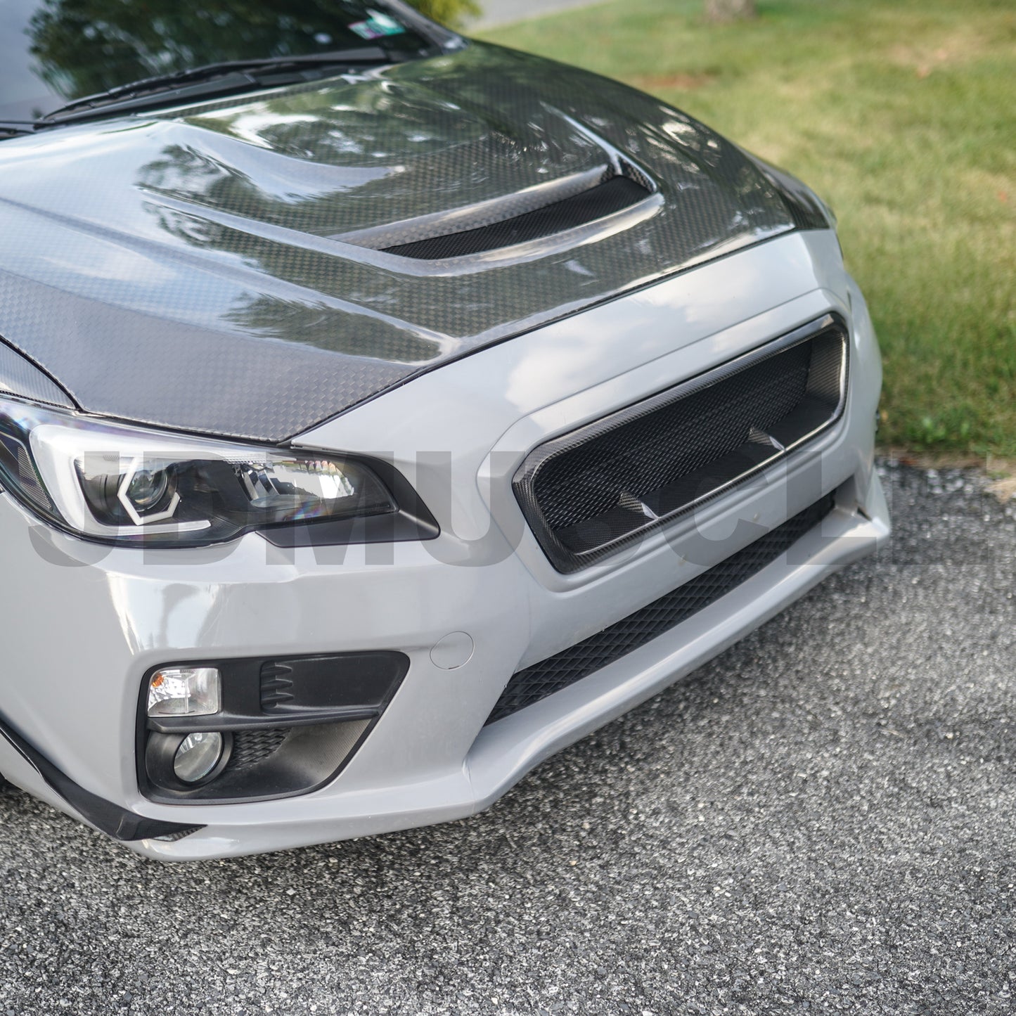 JDMuscle Tanso Carbon Fiber / Gloss Black Grille V4 - 15-17 WRX/STI