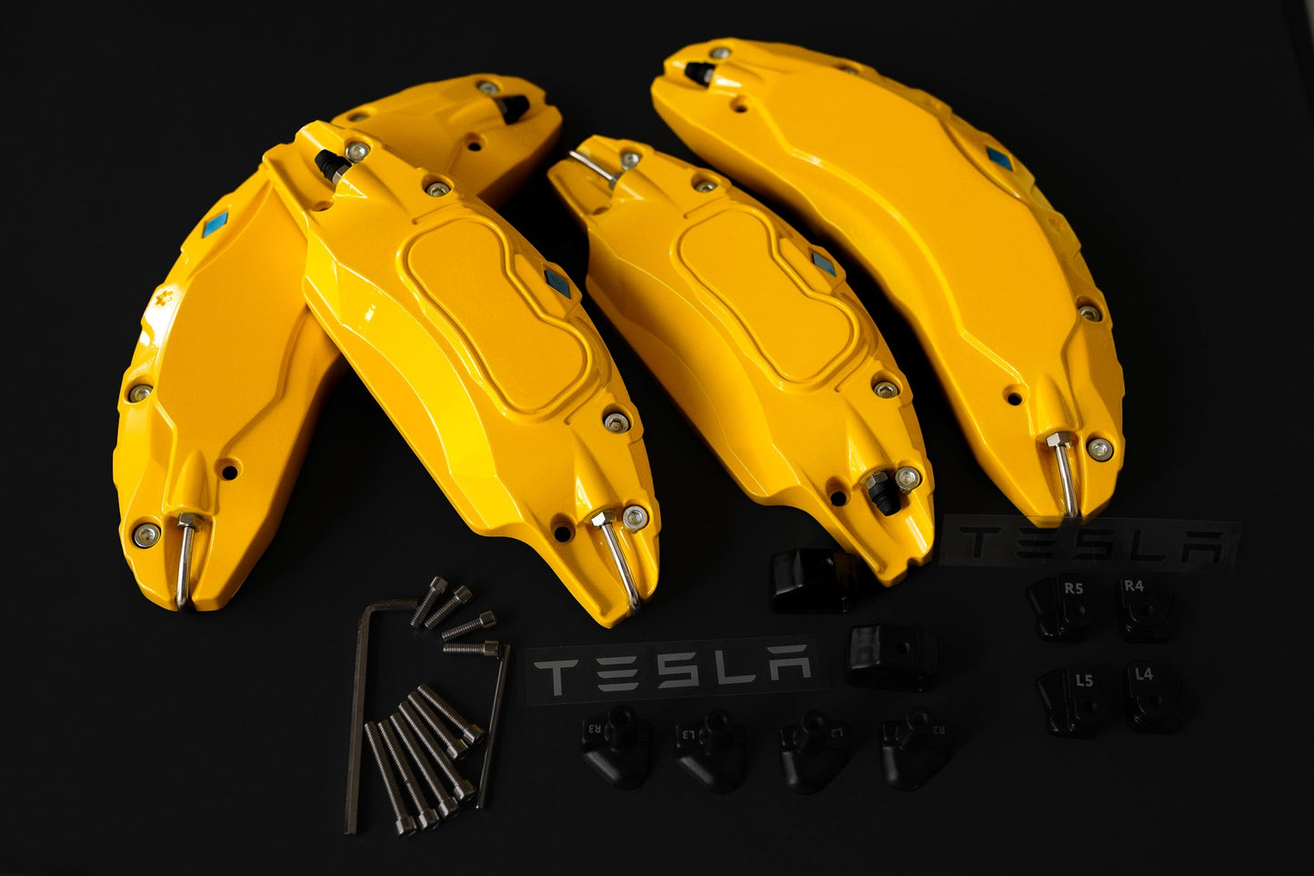 Tesla Model S Brake Caliper Covers Aluminum Front & Rear YELLOW 2018-2021 (4PCS)