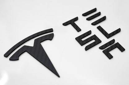 TESLA Matte Carbon Fiber Emblem Logo for Model 3 & Y Hood +Trunk Letter Accessories