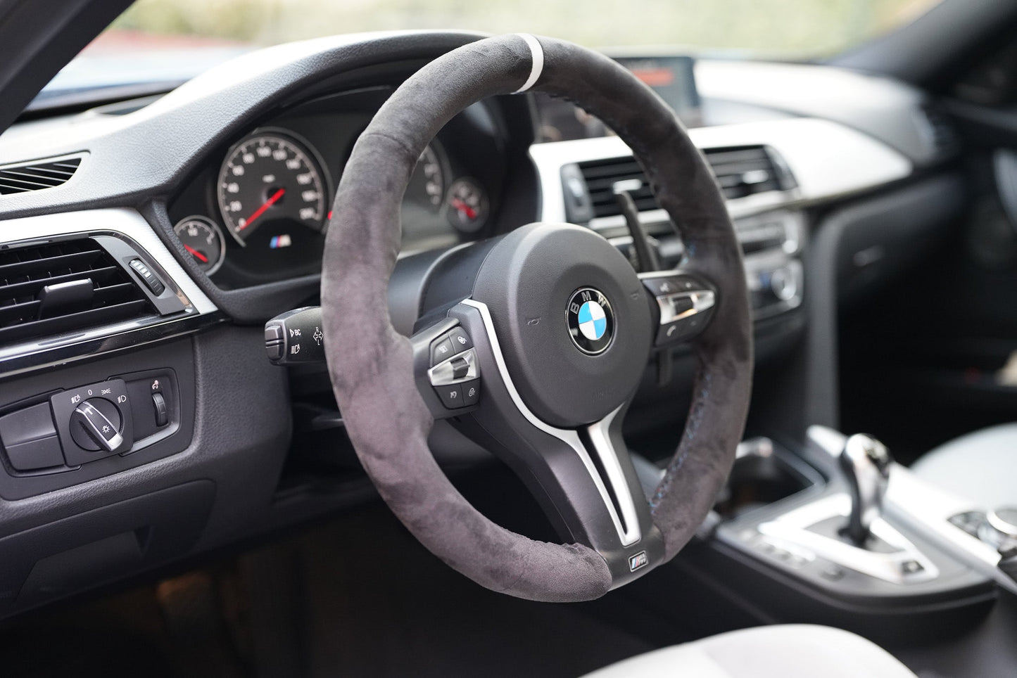 BMW F-Series Alcantara Suede Steering Wheel Cover DIY (White Stripe)