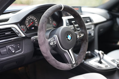 BMW F-Series Alcantara Suede Steering Wheel Cover DIY (White Stripe)