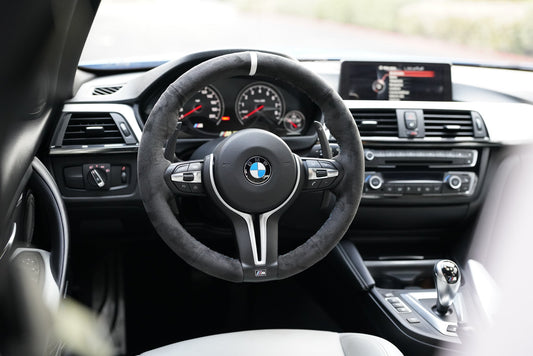 BMW F-Series Alcantara Suede Steering Wheel Cover DIY (White Stripe)