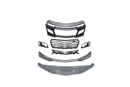 2010-2015 Chevy Camaro ZL1 Front Bumper Conversion 7pcs Full Kit Flat BLK Body Kit