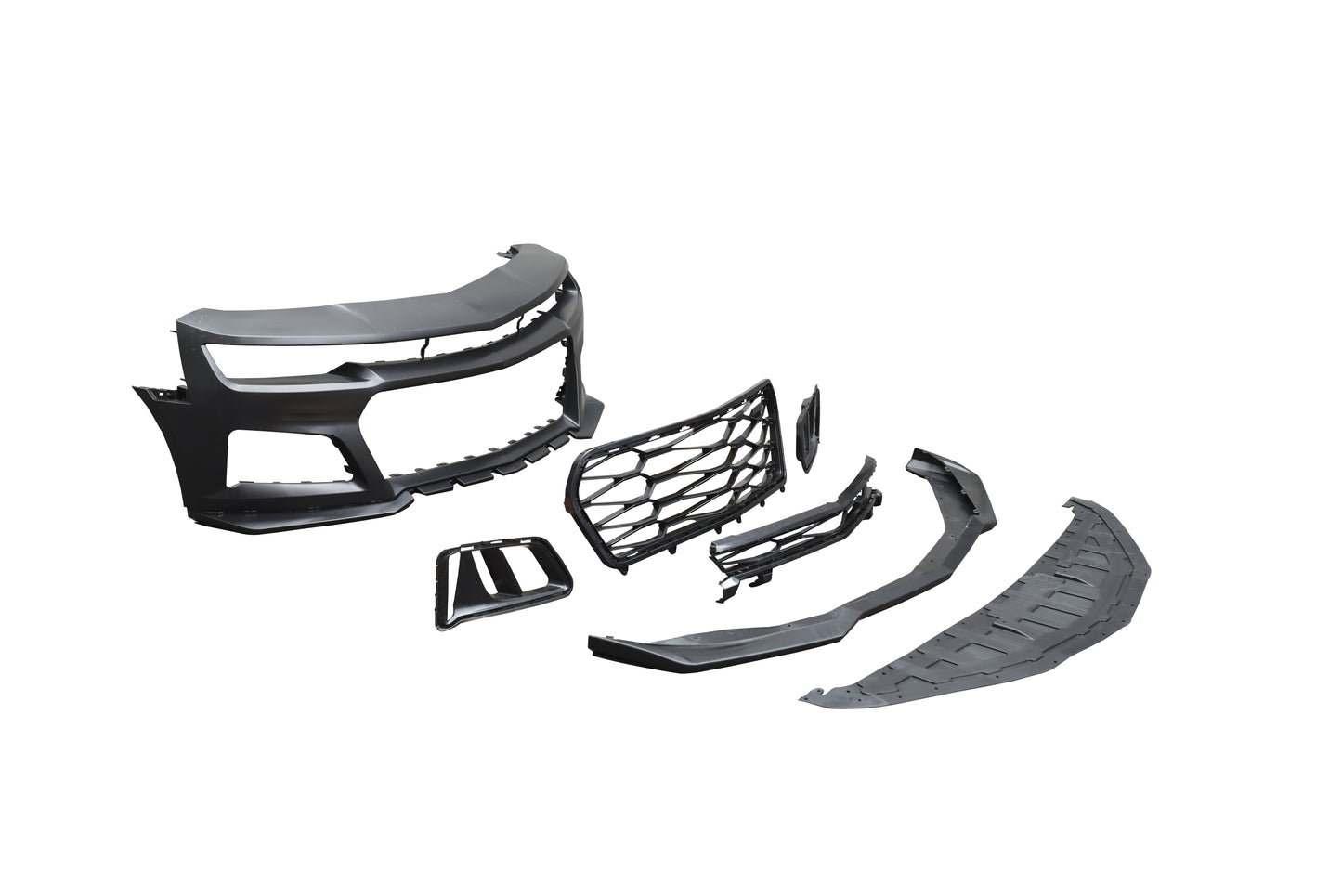 2010-2015 Chevy Camaro ZL1 Front Bumper Conversion 7pcs Full Kit Flat BLK Body Kit