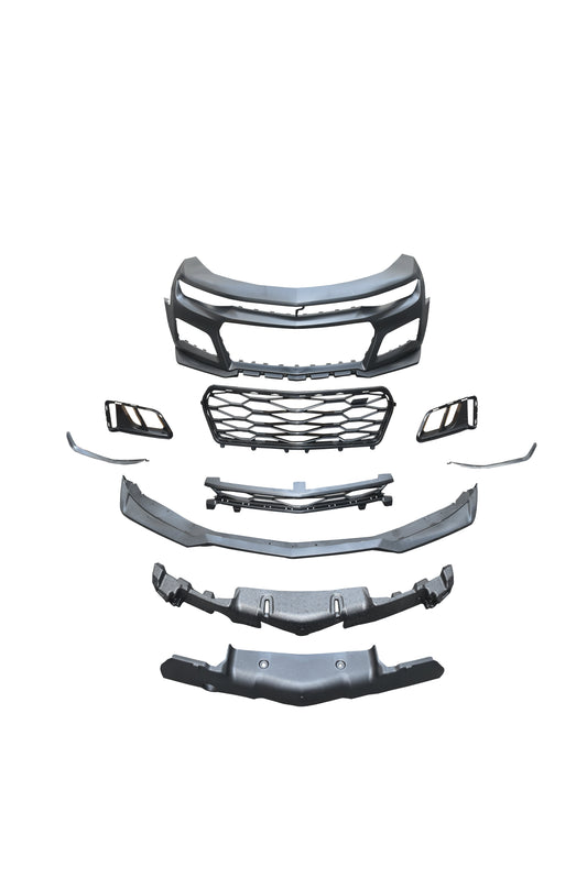 2019-2025 Chevy Camaro ZL1 Front Bumper Conversion 9pcs Full Kit Flat BLK for Non-RS Headlights