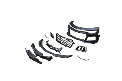 2019-2025 Chevy Camaro ZL1 Front Bumper Conversion 9pcs Full Kit Flat BLK for Non-RS Headlights