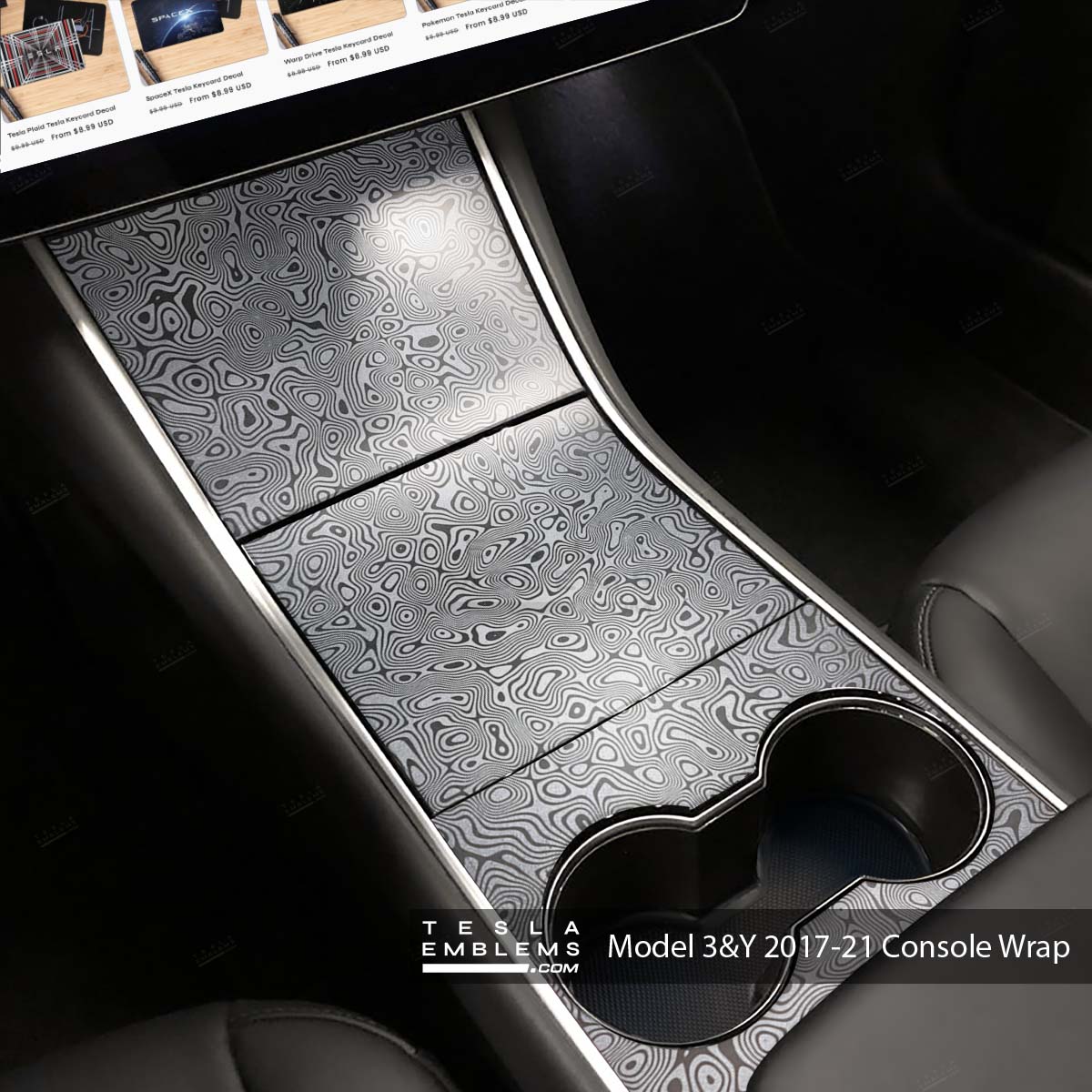 Damascus Steel | Tesla Center Console Wrap Kit | Model Y ’19-20