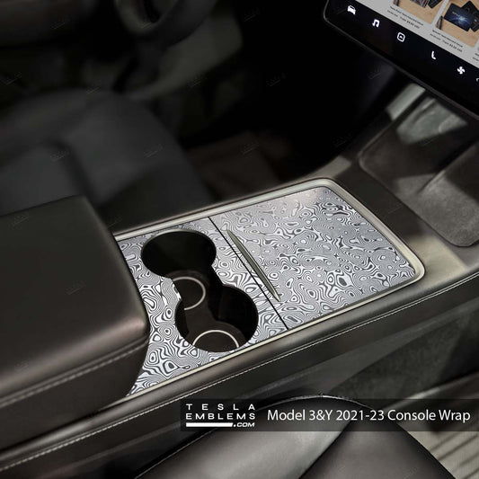 Damascus Steel | Tesla Center Console Wrap Kit | Model Y '21-25