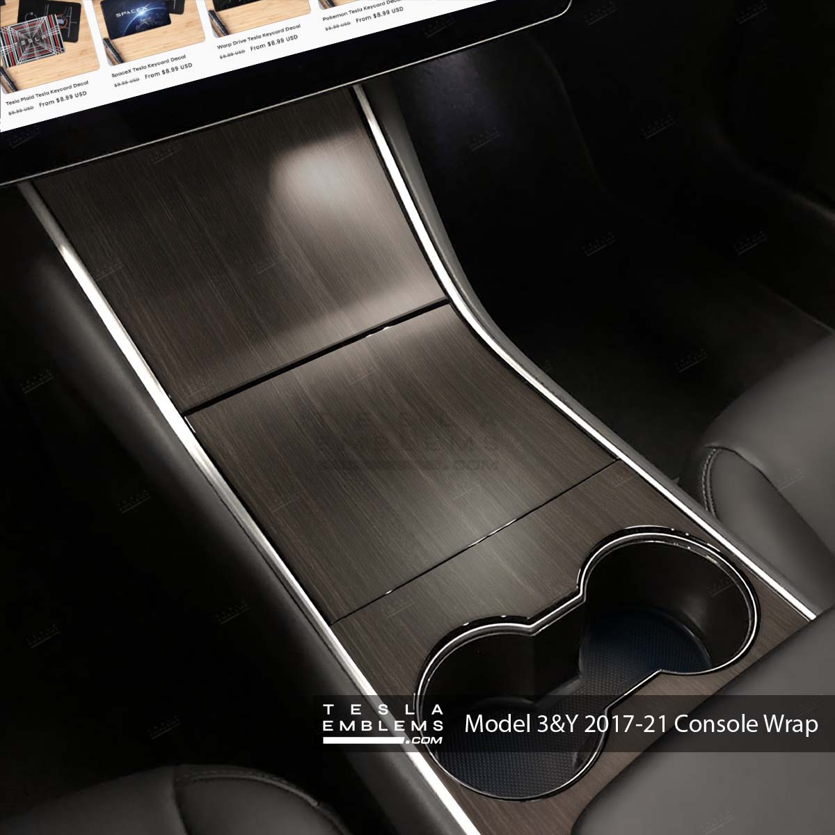 Dark Cherry Woodgrain | Tesla Center Console Wrap Kit | Model Y ’19-20