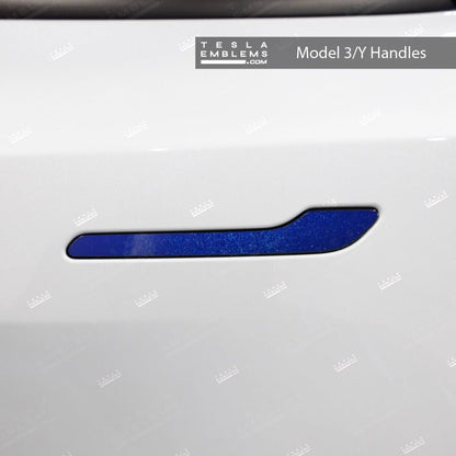 3M Deep Blue Metallic Tesla Door Handle Decals (4pcs)