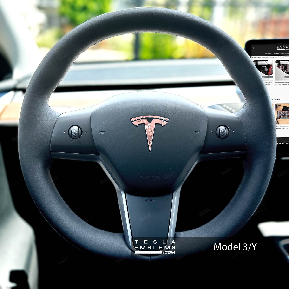 Demon Slayer Nezuko Tesla Steering Wheel Emblem Decal | Model Y