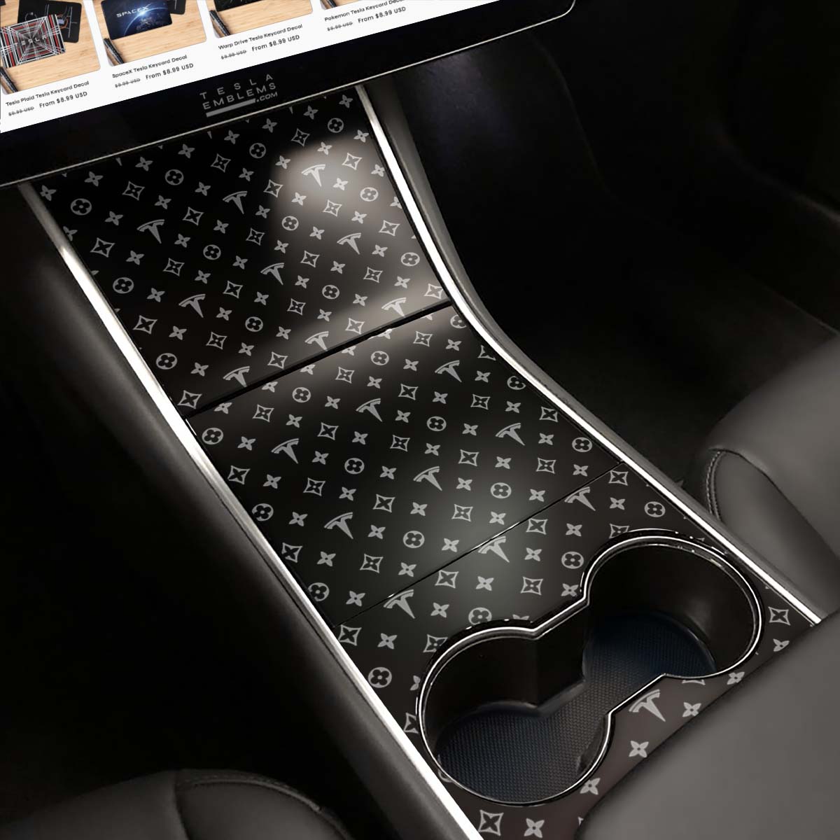 Designer LV Pattern Tesla Tesla Edition | Tesla Center Console Wrap Kit | Model Y ’19-20