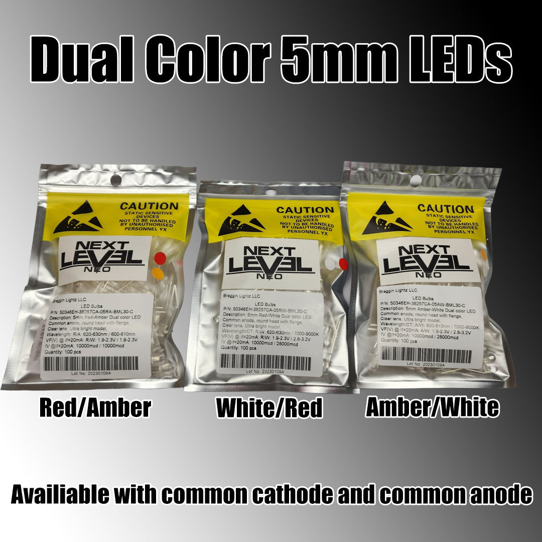 5mm Round Top Ultra Bright LEDs - Dual Color