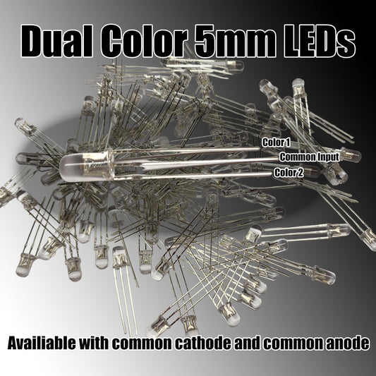 5mm Round Top Ultra Bright LEDs - Dual Color