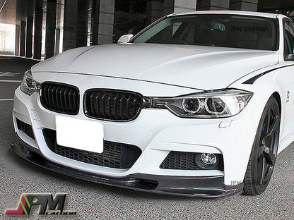 3D Style Carbon Fiber Front Bumper Add-on Lip Fits For 2012-2018 BMW F30 F31 with M-Sport Package Only