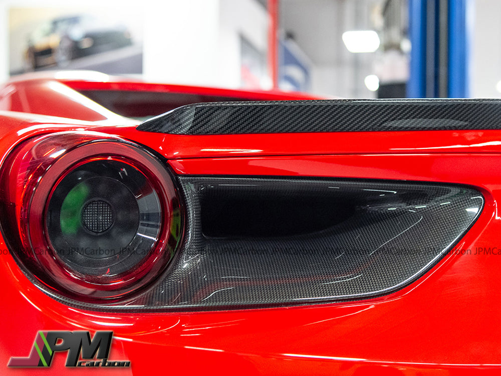 [JPMCarbon] NV Style Dry Carbon Fiber Rear Tail Light Covers Fits For 2015-2019 Ferrari 488 GTB / Spider