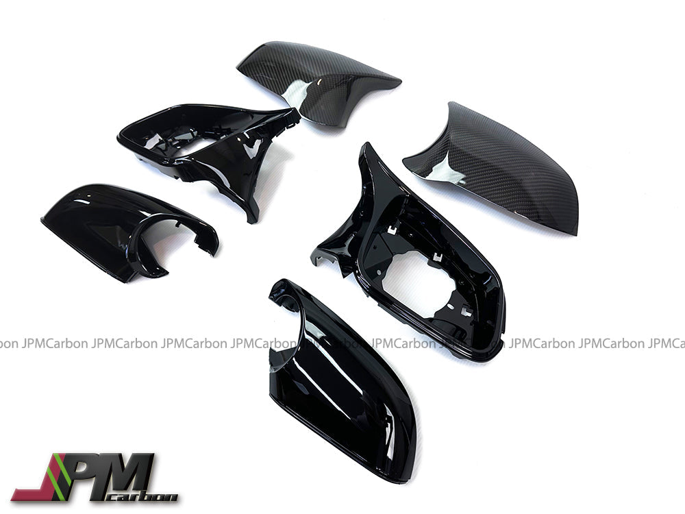 [JPMCarbon] Carbon Fiber Replacement Mirror Covers w/ Gloss Black Housing (6pcs) Fits For 2019-2021 BMW F87 Pre-facelift M2 Only
