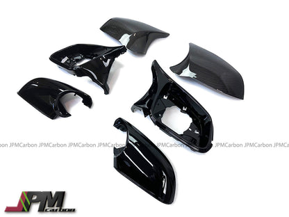 [JPMCarbon] Carbon Fiber Replacement Mirror Covers w/ Gloss Black Housing (6pcs) Fits For 2019-2021 BMW F87 Pre-facelift M2 Only