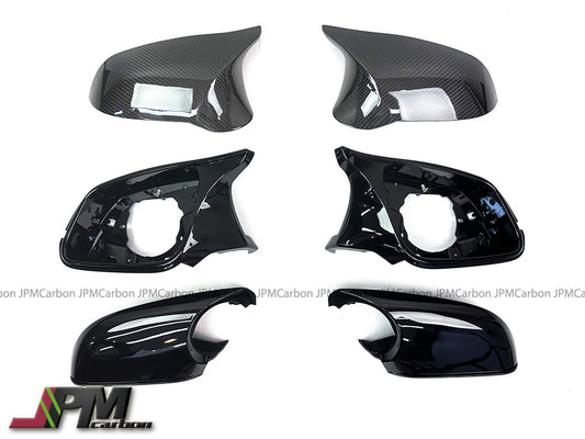 [JPMCarbon] Carbon Fiber Replacement Mirror Covers w/ Gloss Black Housing (6pcs) Fits For 2019-2021 BMW F87 Pre-facelift M2 Only