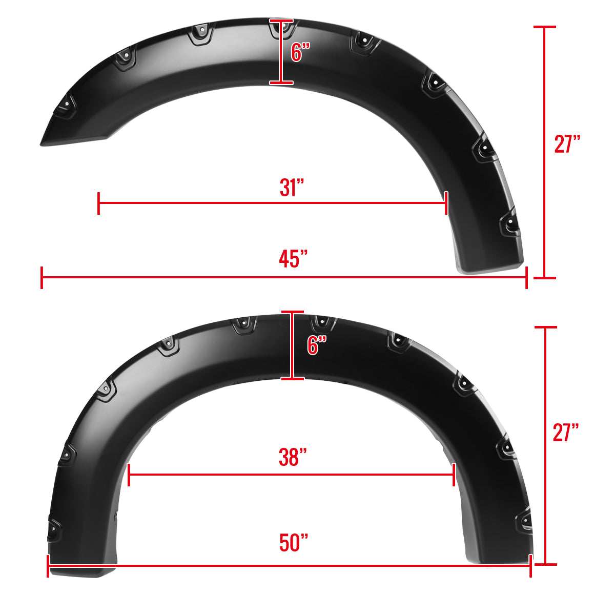1999-2007 Ford F-250/F-350 SuperDuty Smooth Rivet Style Fender Flares