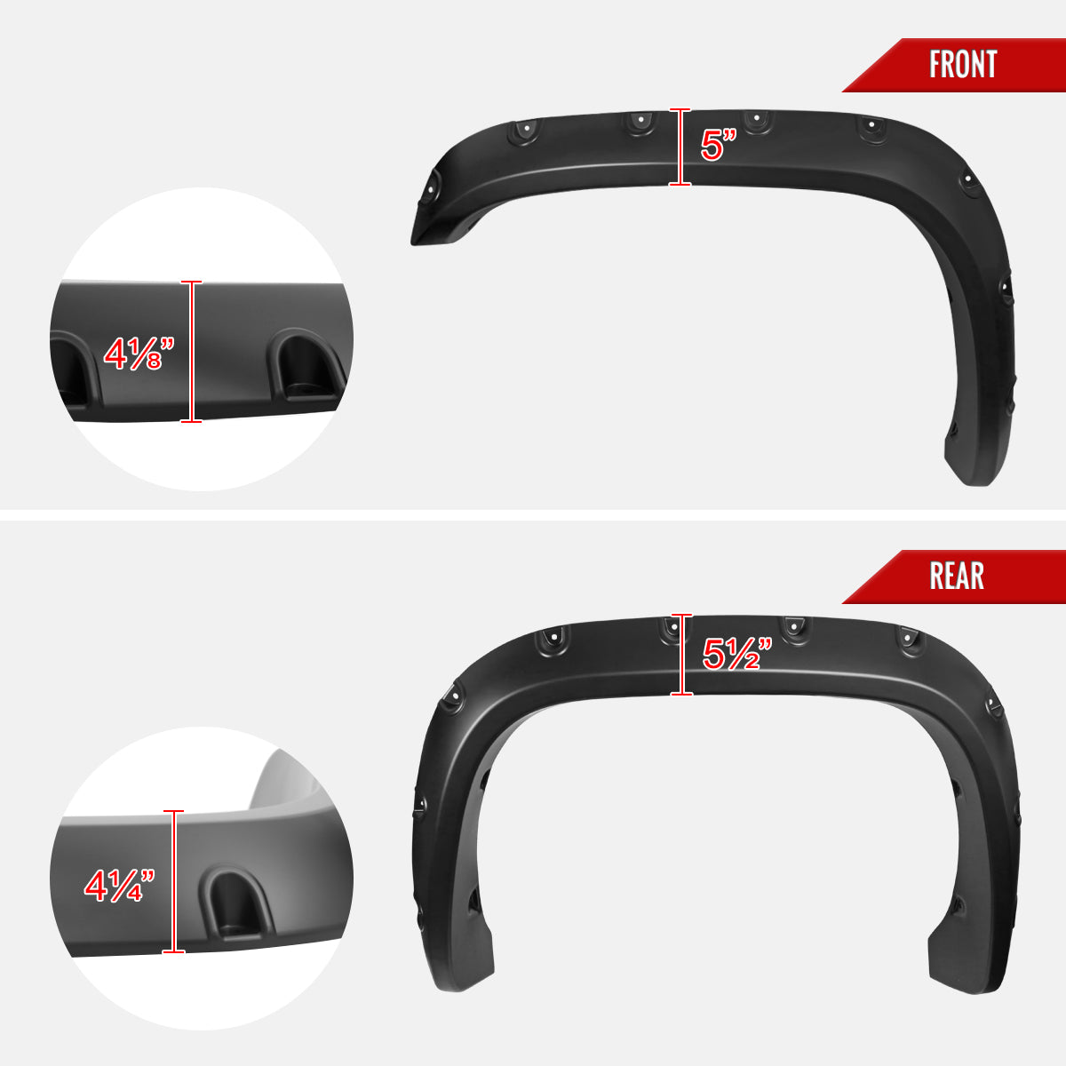 1994-2001 Dodge RAM 1500 2500 3500 Smooth Rivet Style Fender Flares