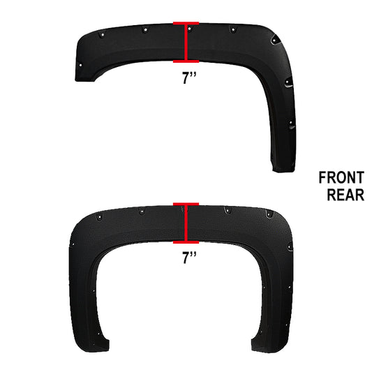 2007-2013 Chevrolet Silverado Black Rugged Texture Rivet Style Fender Flares