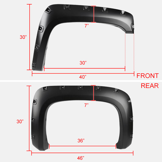 2007-2013 Chevrolet Silverado 1500/2500HD/3500HD Fleetside Smooth Rivet Style Fender Flares