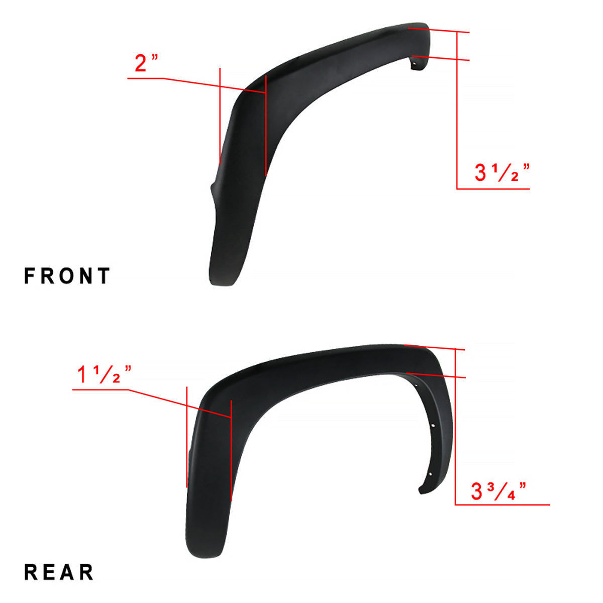 1999-2007 Chevrolet Silverado/ GMC Sierra Black Polypropylene Fender Flares