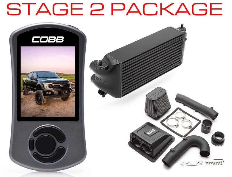 Cobb 2020 Ford F-150 Ecoboost 3.5L Stage 2 Power Package - Black (Factory Loc. I/C + NO INTAKE)