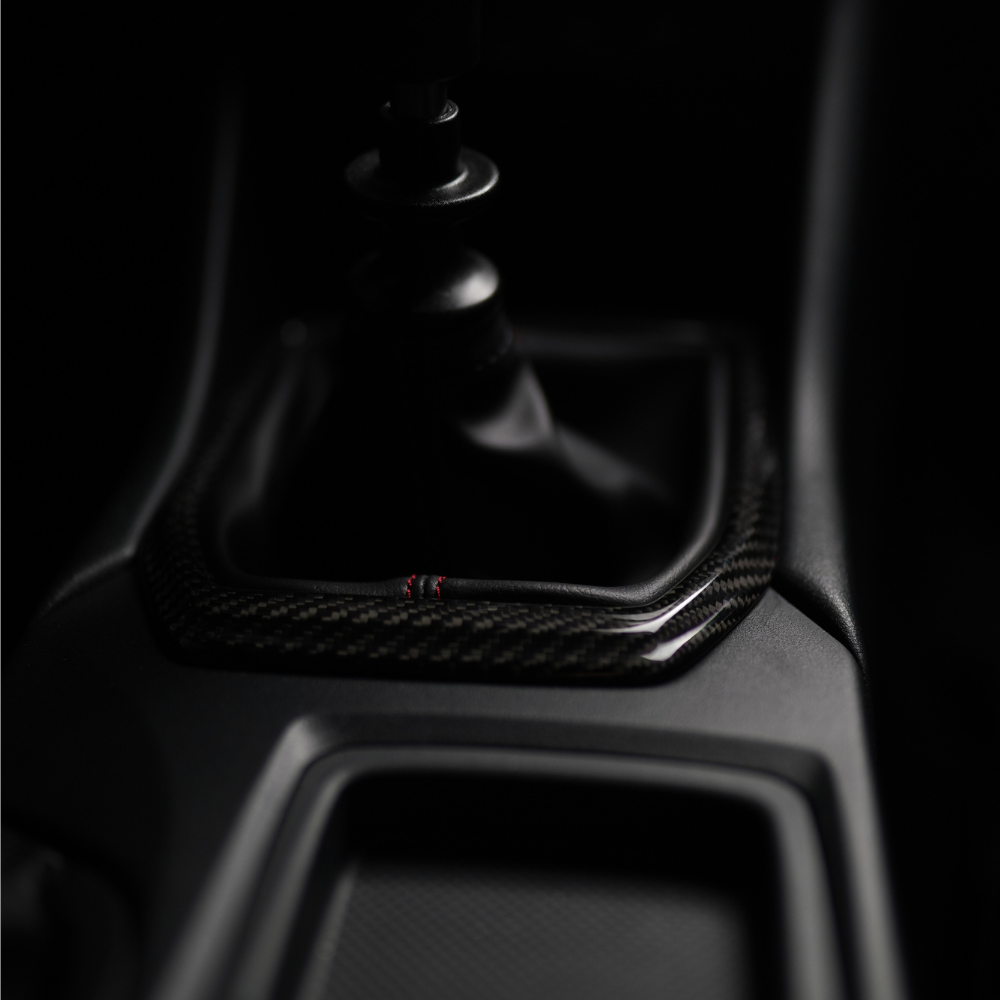 JDMuscle [22-25 WRX] MT Tanso Dry Carbon Fiber Shifter Trim Cover w/ Gloss Finish
