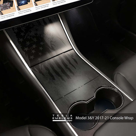 Distressed American Eagle Flag | Tesla Center Console Wrap Kit | Model Y ’19-20